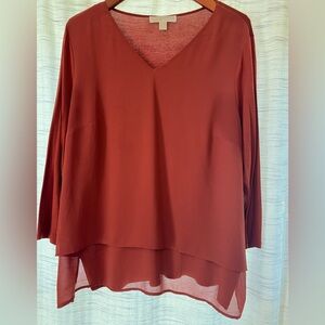 Michael Kors Sariyah V Neck Mix Material Blouse